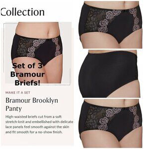 Set of 3! Panties Large Briefs Bramour Brooklyn 30 FITS 29-30" High-Waist Black